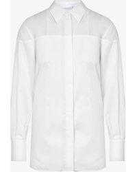 Helmut Lang - Sheer-panel Relaxed-fit Cotton-poplin Shirt - Lyst
