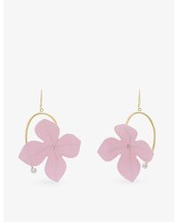 Marni - Poplin Flower 24Ct-Plated Brass And Cotton Earrings - Lyst