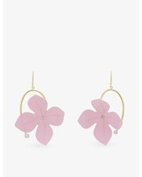 Marni - Poplin Flower 24Ct-Plated Brass And Cotton Earrings - Lyst