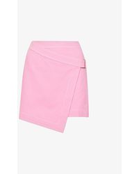 Amy Lynn Jagger Asymmetric Denim Mini Skirt - Pink