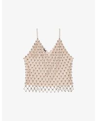 Maje - Beaded V-Neck Stretch-Woven Cami Top - Lyst