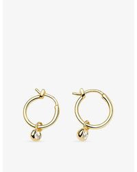 Missoma - April Birthstone Mini Charm 18Ct Plated Brass And Crystal Quartz Hoop Earrings - Lyst
