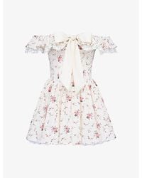 House Of Cb - Jaide Floral-Print Off-Shoulder Stretch-Cotton Mini Dress - Lyst