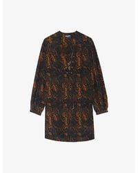 Zadig & Voltaire - Ramela Graphic-Print Silk Mini Dress - Lyst