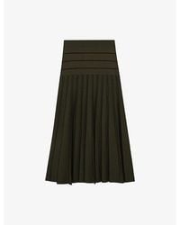 Reiss - Alice Stripe Pleated Knitted Midi Skirt - Lyst