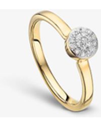 Monica Vinader - Fiji Mini Button 18ct Recycled Yellow Gold-plated Vermeil Sterling-silver And 0.051ct Diamond Ring - Lyst