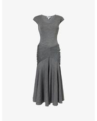 Alaïa - Sculpting Panel Wool Midi Dress - Lyst