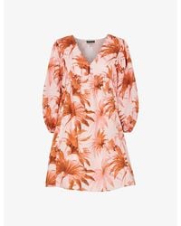 Whistles - Honolulu Graphic-Print Relaxed-Fit Cotton And Linen-Blend Mini Dress - Lyst
