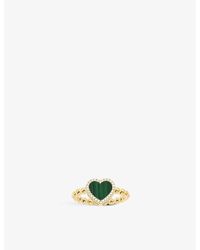 Apm Monaco - Malachite Heart 18ct -plated Metal Alloy And Zirconia Ring - Lyst