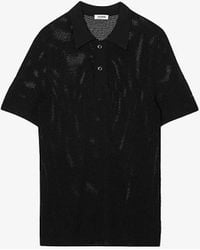 Sandro - Open-work Relaxed-fit Stretch-knit Polo X - Lyst