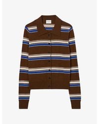 Claudie Pierlot - Striped Knitted Wool And Cashmere Cardigan - Lyst