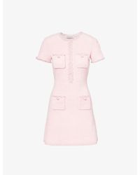 Self-Portrait - Bead-Embellished Short-Sleeve Knit Mini Dress - Lyst