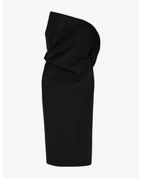 Reiss - Dasha Structured Strapless Stretch-Velvet Midi Dress - Lyst