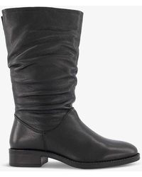 Dune - Tyling Ruched-top Leather Calf Boots - Lyst