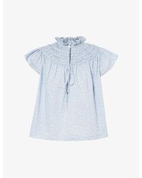 Polo Ralph Lauren - Floral-print Shirred Cotton Top - Lyst