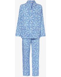 Derek Rose - Ledbury Geometric-print Cotton Pyjama Set - Lyst