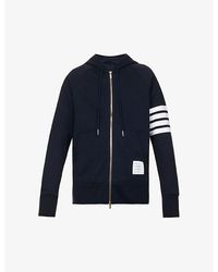 Thom Browne - Four-bar Zipped Cotton-jersey Hoody X - Lyst