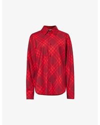 Burberry - Check-pattern Pleated-cuff Cotton Shirt - Lyst