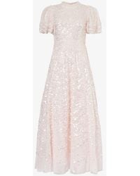 Needle & Thread - Deco Sequin-embellished Recycled-polyester Maxi Dress - Lyst