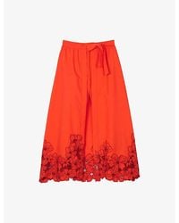 Sandro - Tie-Waist Lace-Trim Cotton-Blend Midi Skort - Lyst