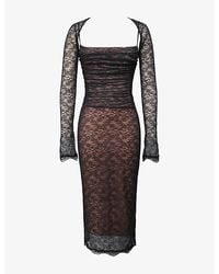 House Of Cb - Gaia Corset Stretch-Lace Midi Dress - Lyst