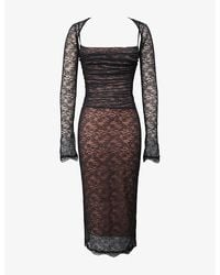 House Of Cb - Gaia Corset Stretch-Lace Midi Dress - Lyst