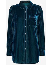 Whistles - Dropped-shoulder Oversized-fit Velvet Shirt - Lyst
