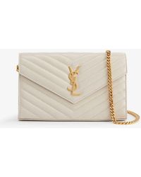 Saint Laurent - Logo-plaque Quilted-leather Wallet On Chain - Lyst