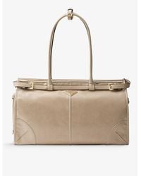 Prada - Logo-Plaque Large Leather Top-Handle Bag - Lyst