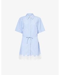 Jonathan Simkhai - Calder Striped Lace-Hem Cotton Mini Dress - Lyst