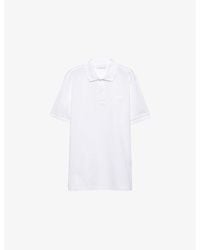 Prada - Logo-Badge Slim-Fit Cotton-Piqué Polo Shirt - Lyst