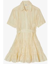 Sandro - Tiered-panel Linen-blend Mini Dress - Lyst