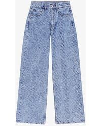 Maje - Rhinestone-embellished Wide-leg Denim Jeans - Lyst