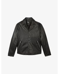 The Kooples - Collared Button-Down Leather Jacket - Lyst