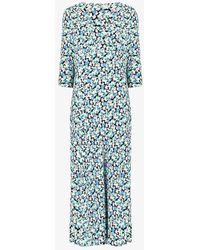 Ro&zo - Blurred Daisy-print Woven Midi Dress - Lyst