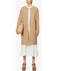 Max Mara Studio Girotta Cable Knit-panel Stretch-jersey Coat - Natural