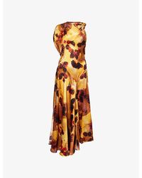 Victoria Beckham - Draped Sleeveless Silk Midi Dress - Lyst