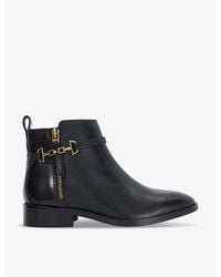 Dune Penelope Brown Leather Flat Ankle Boots Lyst