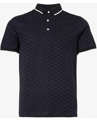 Emporio Armani - Blu Vy Logo-embroidered Cotton Polo Shirt X - Lyst