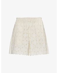Moncler - Broderie Anglaise Cotton-Blend Shorts - Lyst