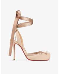 Christian Louboutin - Cassia Lace Up 100 Crepe-Satin Heels - Lyst