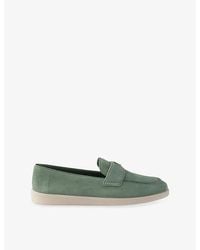 Prada - Triangle-Plaque Suede Loafers - Lyst