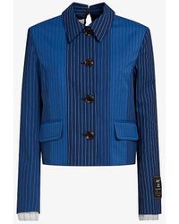 Marni - Stripe-pattern Brand-patch Regular-fit Wool Jacket - Lyst