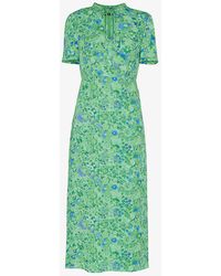 Whistles - Bonnie Floral-print Slim-fit Woven Midi Dress - Lyst