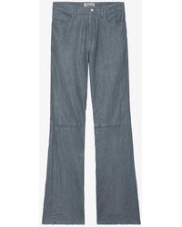 Zadig & Voltaire - Pistol High-rise Flared Crinkled-leather Trousers - Lyst