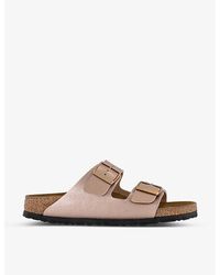 Birkenstock - Arizona Two-Strap Metallic Faux-Leather Sandals - Lyst