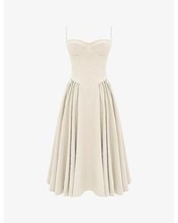 House Of Cb - Samaria Corset-Top A-Line Stretch-Cotton Midi Dress - Lyst