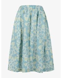 Marni - Printed Elasticated-Waist Woven Midi Skirt - Lyst