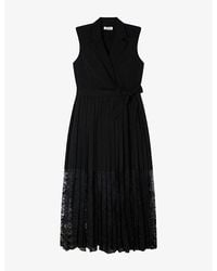 Sandro - Collared Lace-Embroidered Woven Maxi Dress - Lyst