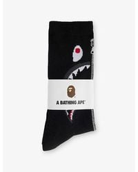 A Bathing Ape - Shark-Print Cotton-Blend Socks - Lyst